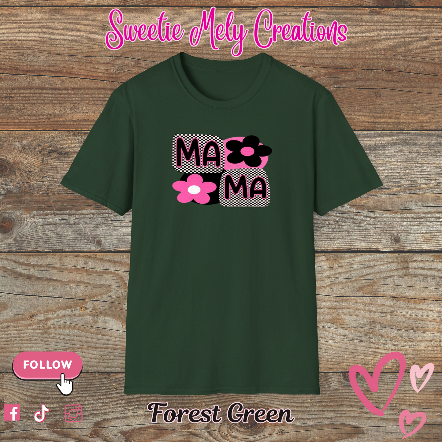 Mama Checkered Pink T shirt