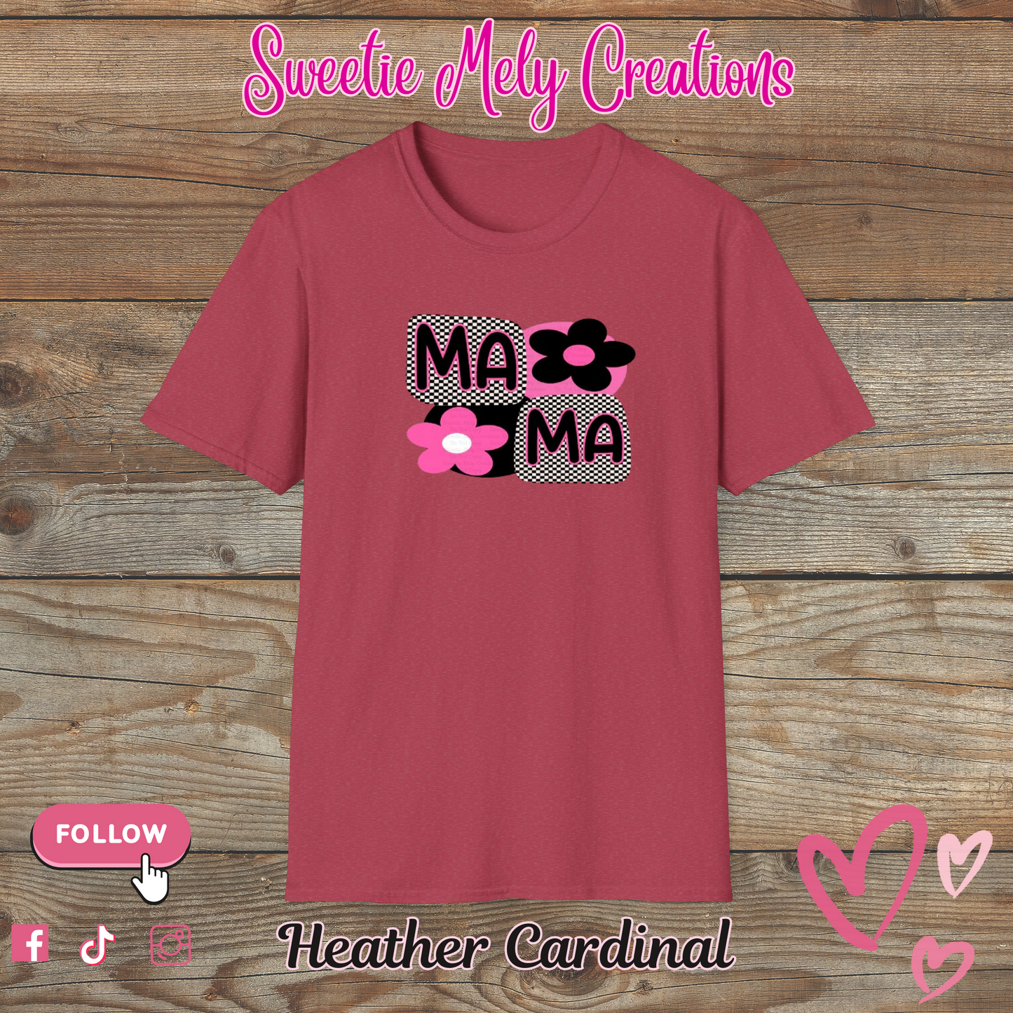 Mama Checkered Pink T shirt
