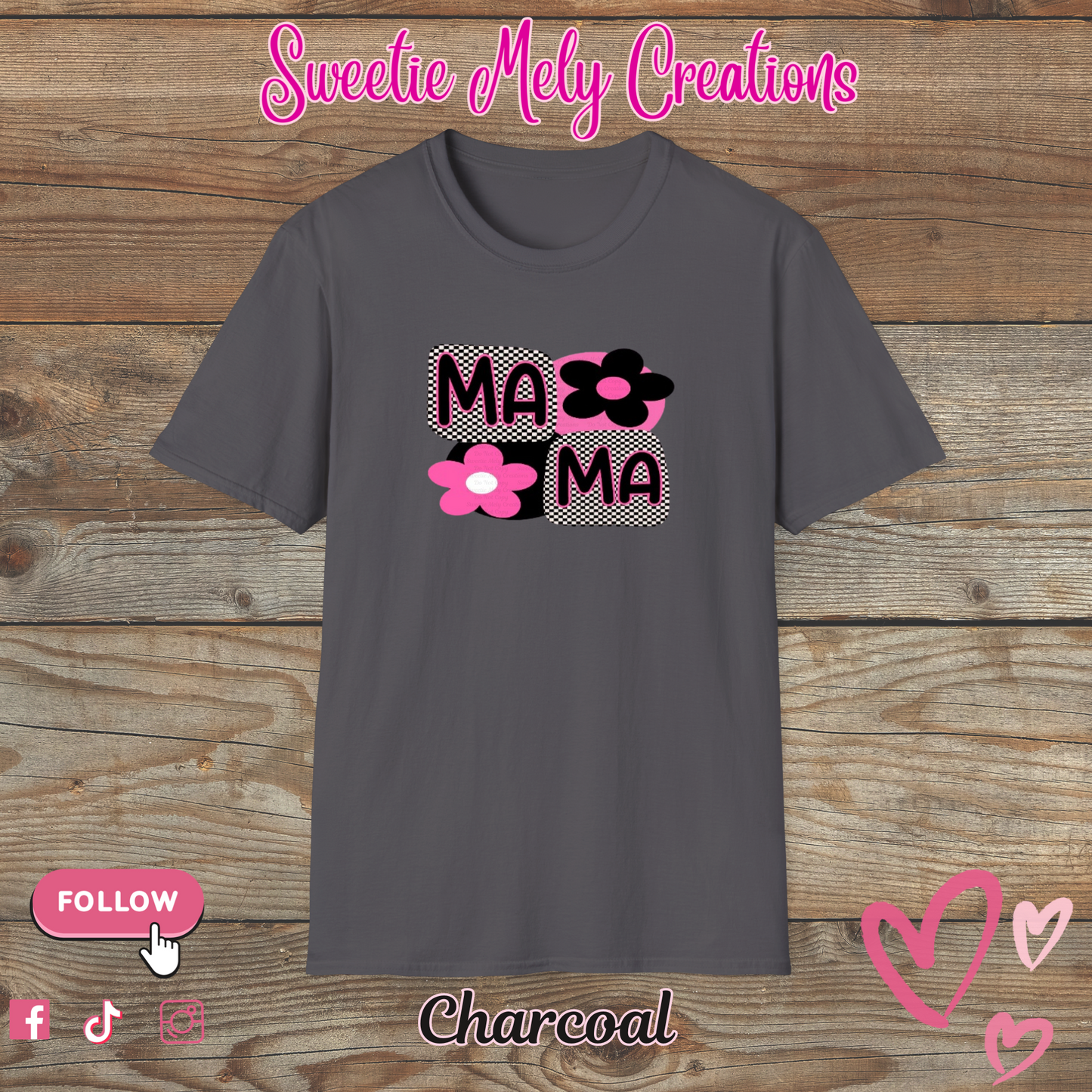 Mama Checkered Pink T shirt