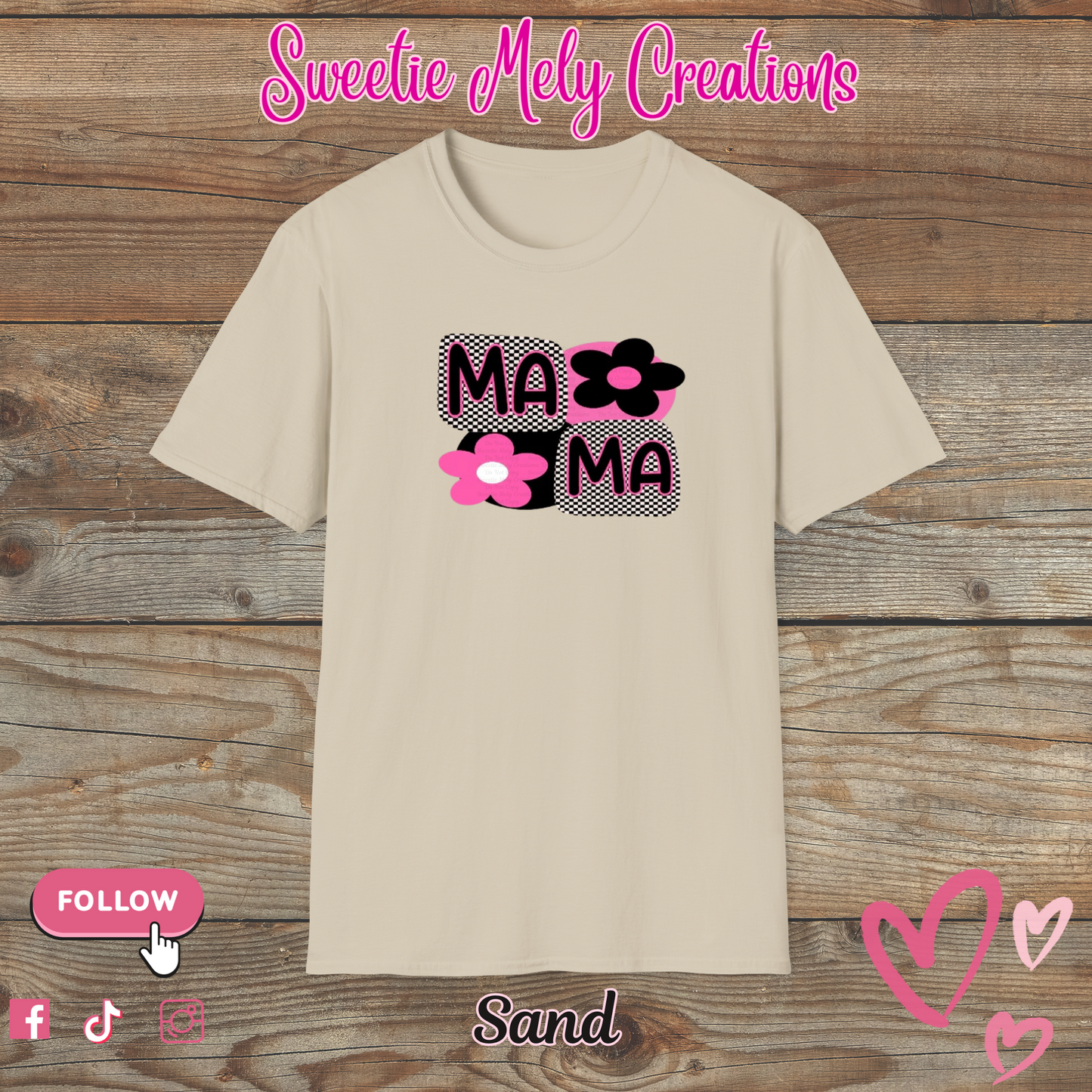 Mama Checkered Pink T shirt