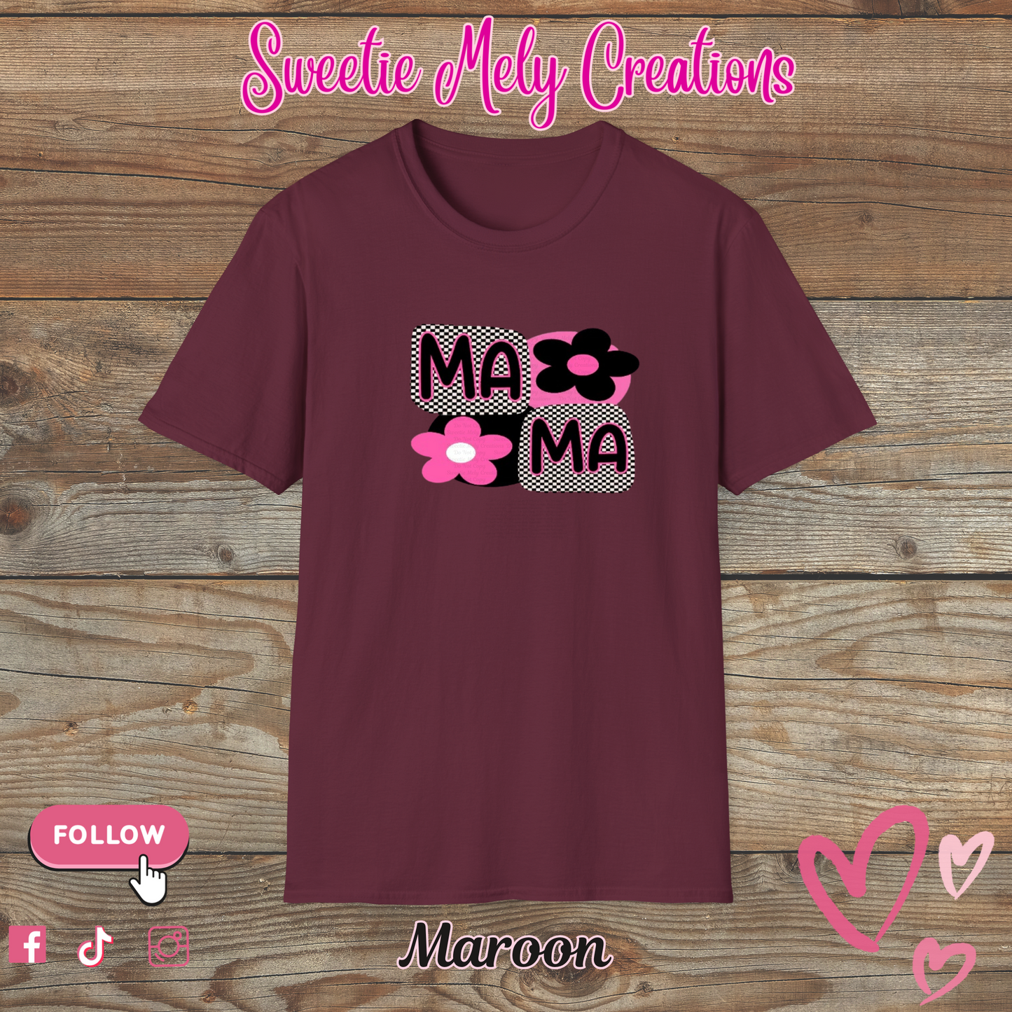 Mama Checkered Pink T shirt