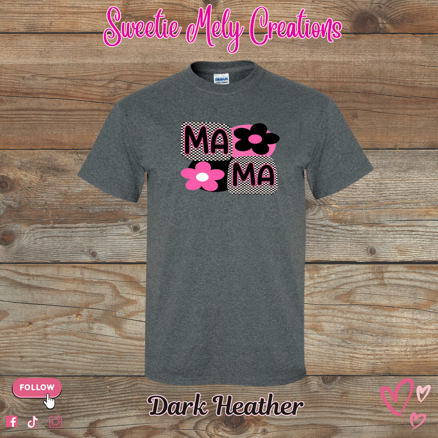 Mama Checkered Pink T shirt