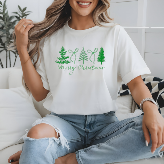 MERRY CHIRSTMAS BOWS AND TREES SHIRT