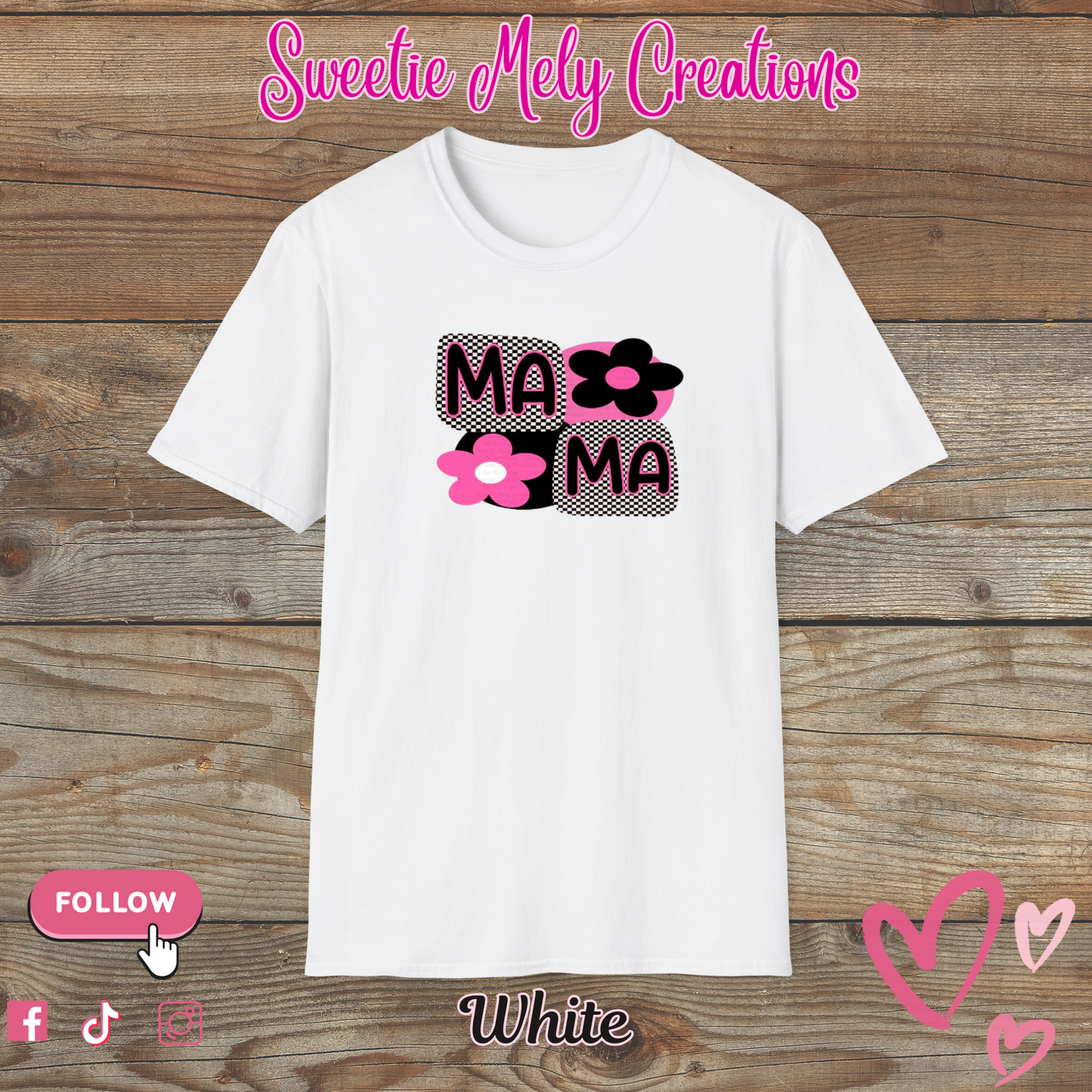 Mama Checkered Pink T shirt