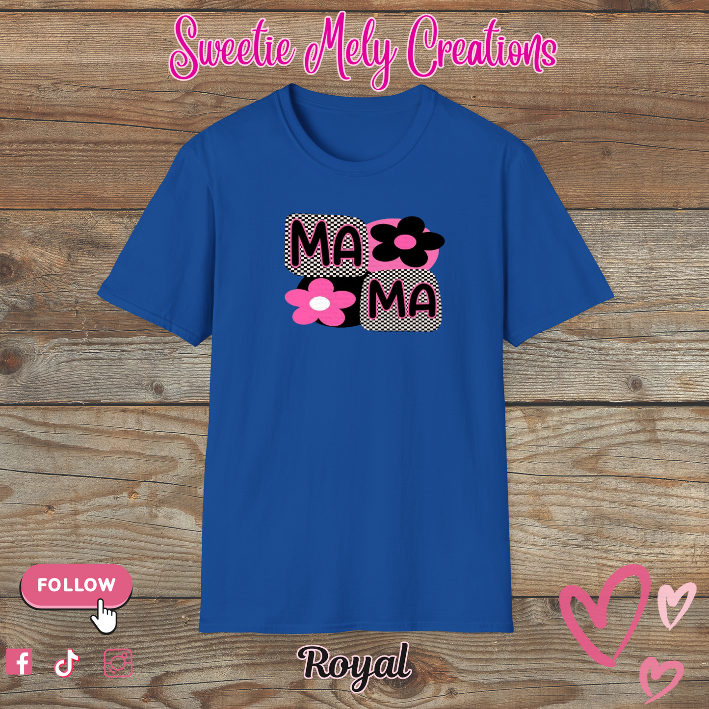Mama Checkered Pink T shirt