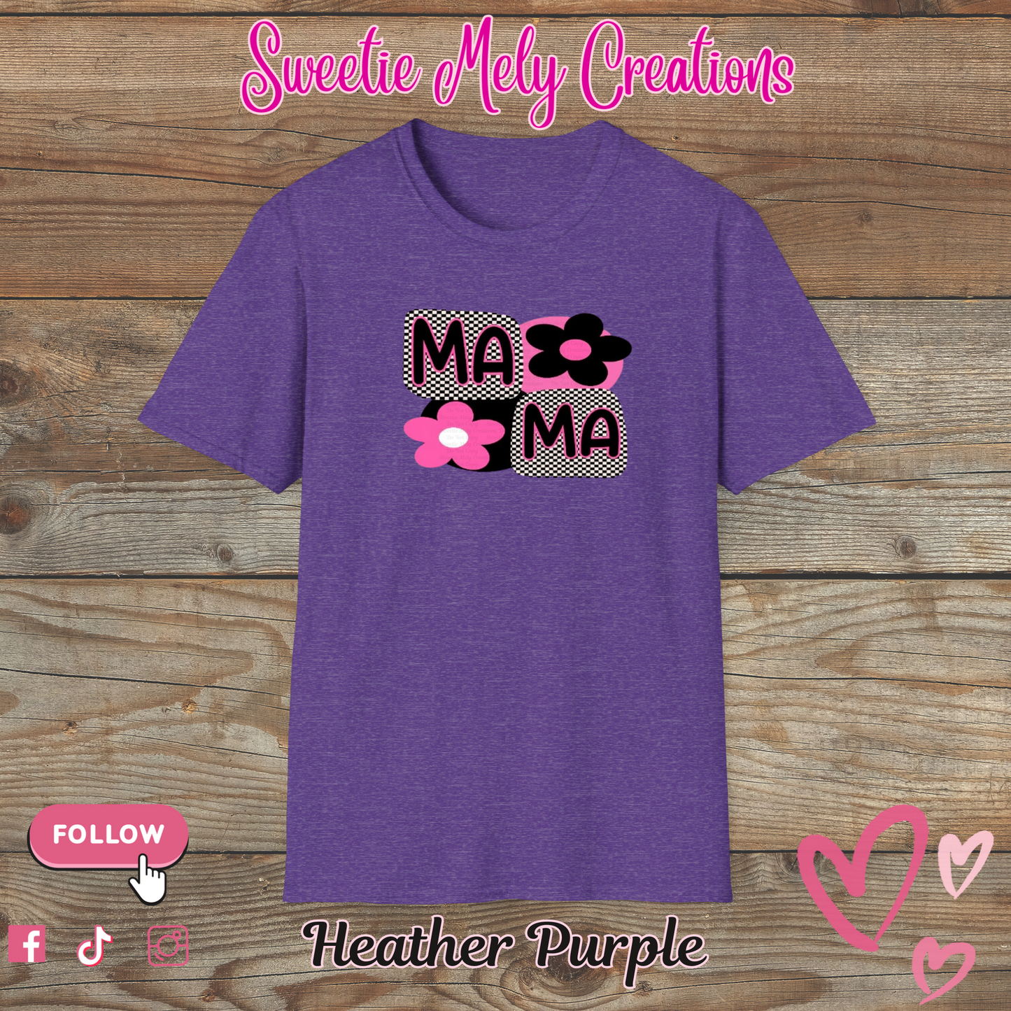 Mama Checkered Pink T shirt