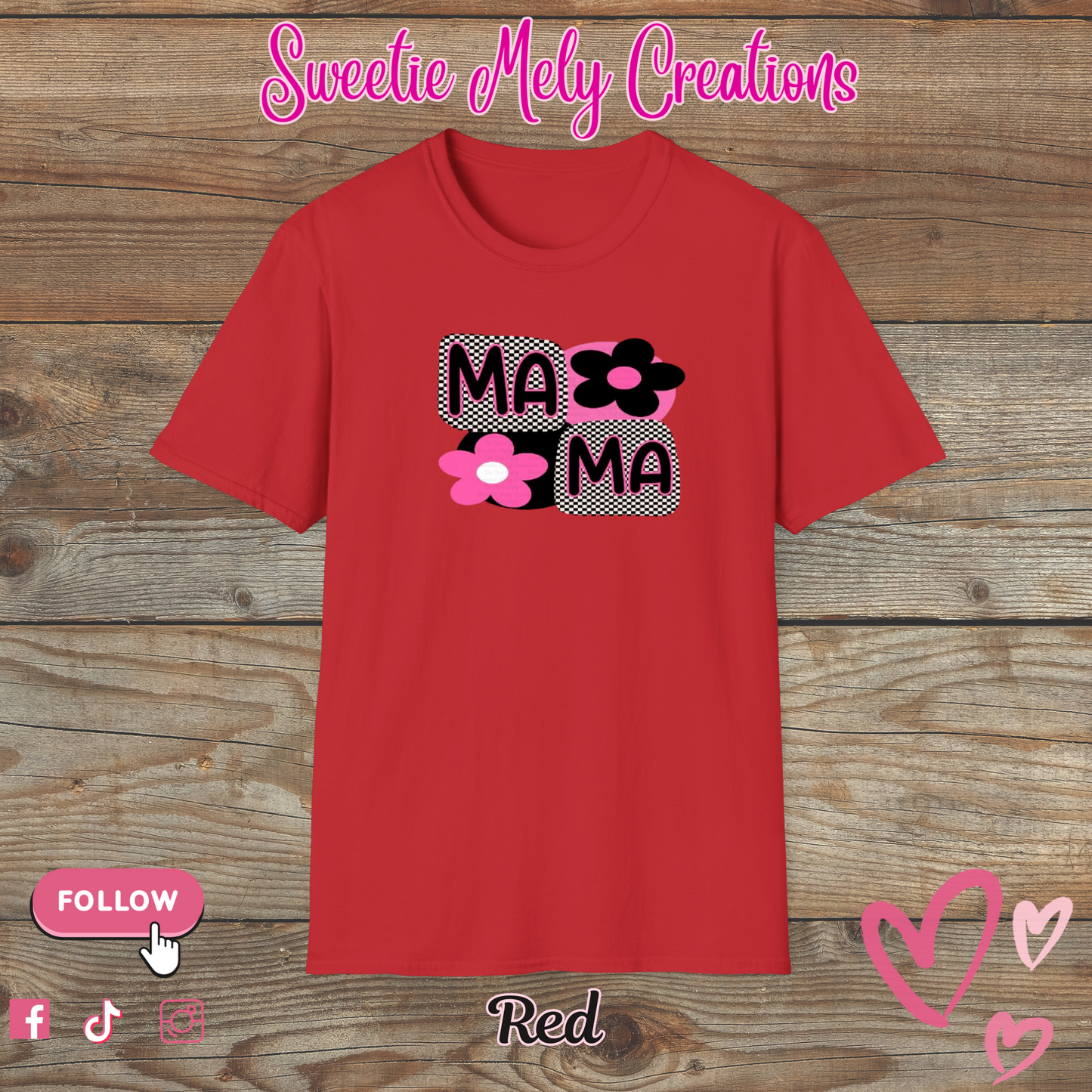 Mama Checkered Pink T shirt