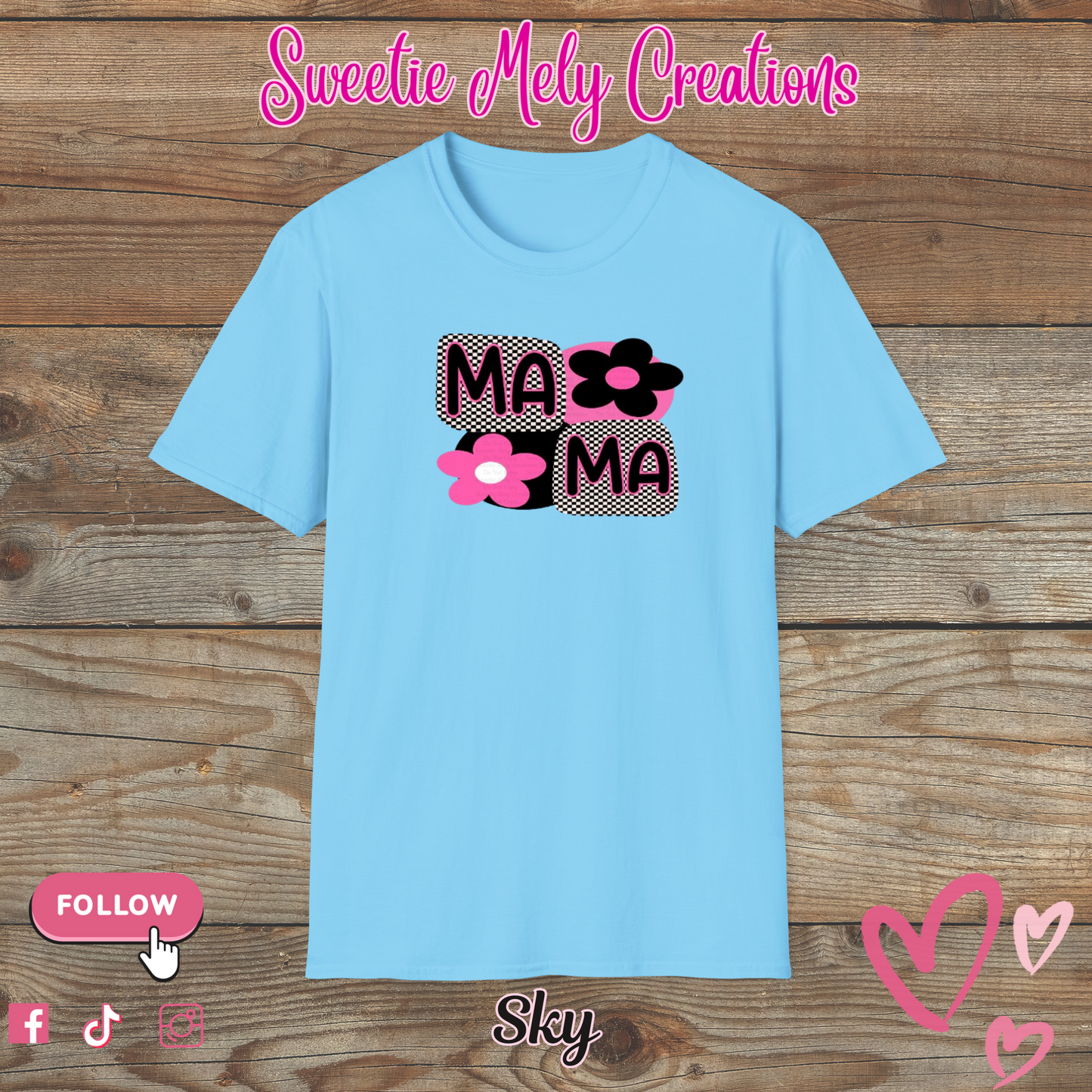 Mama Checkered Pink T shirt