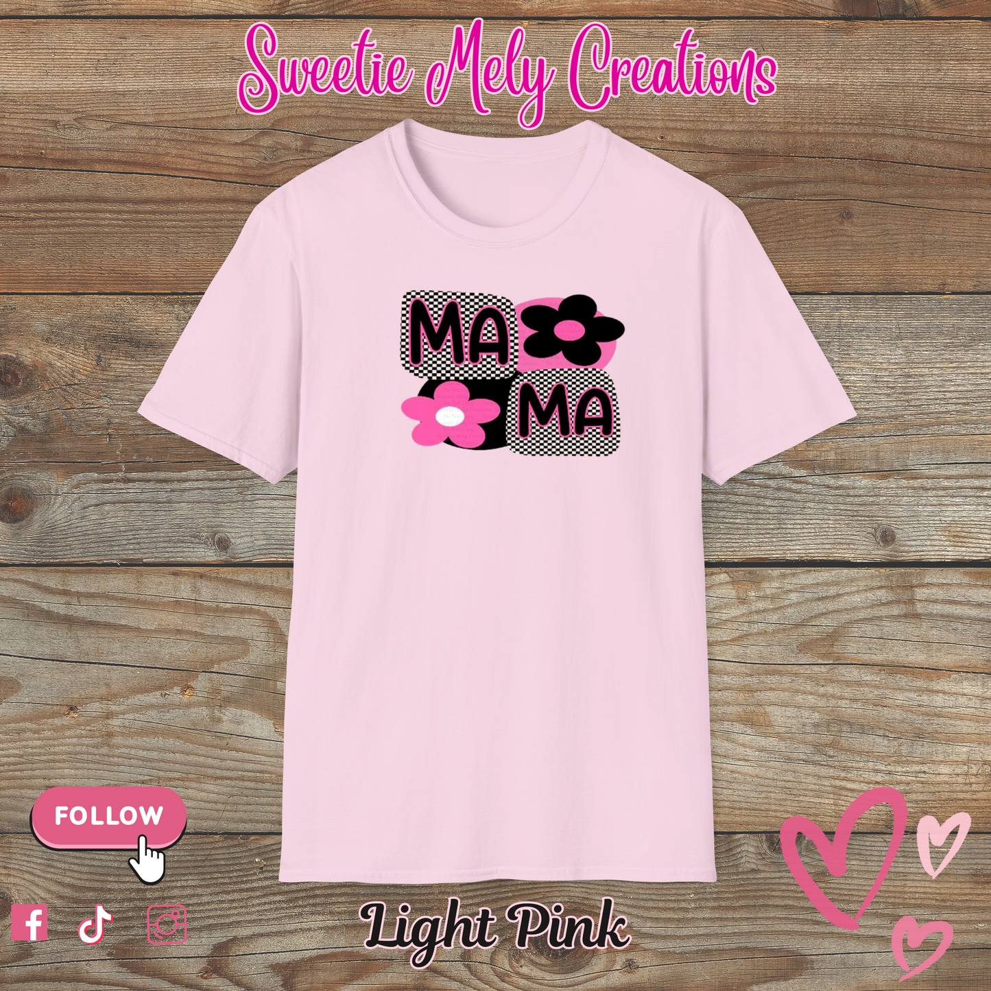 Mama Checkered Pink T shirt