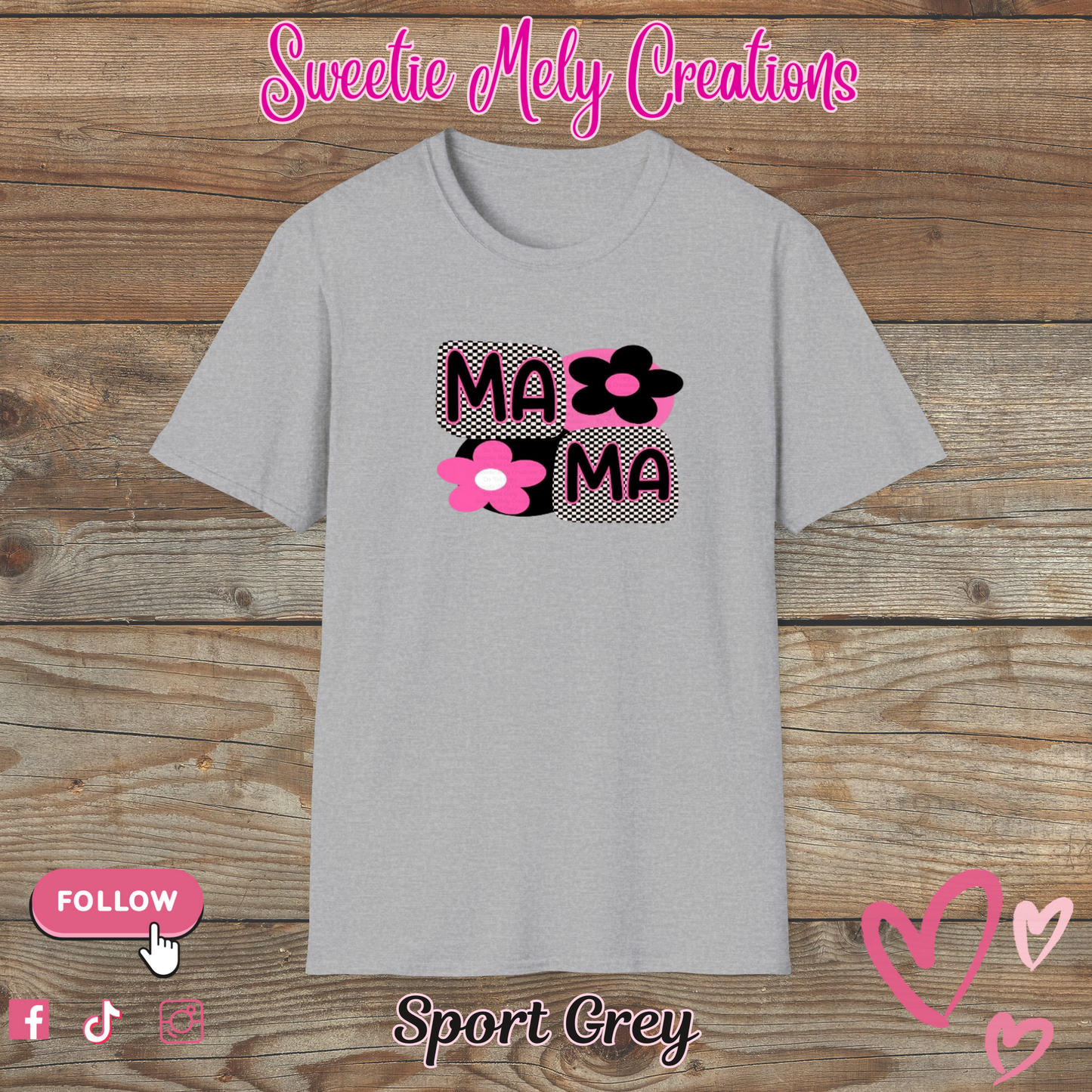 Mama Checkered Pink T shirt