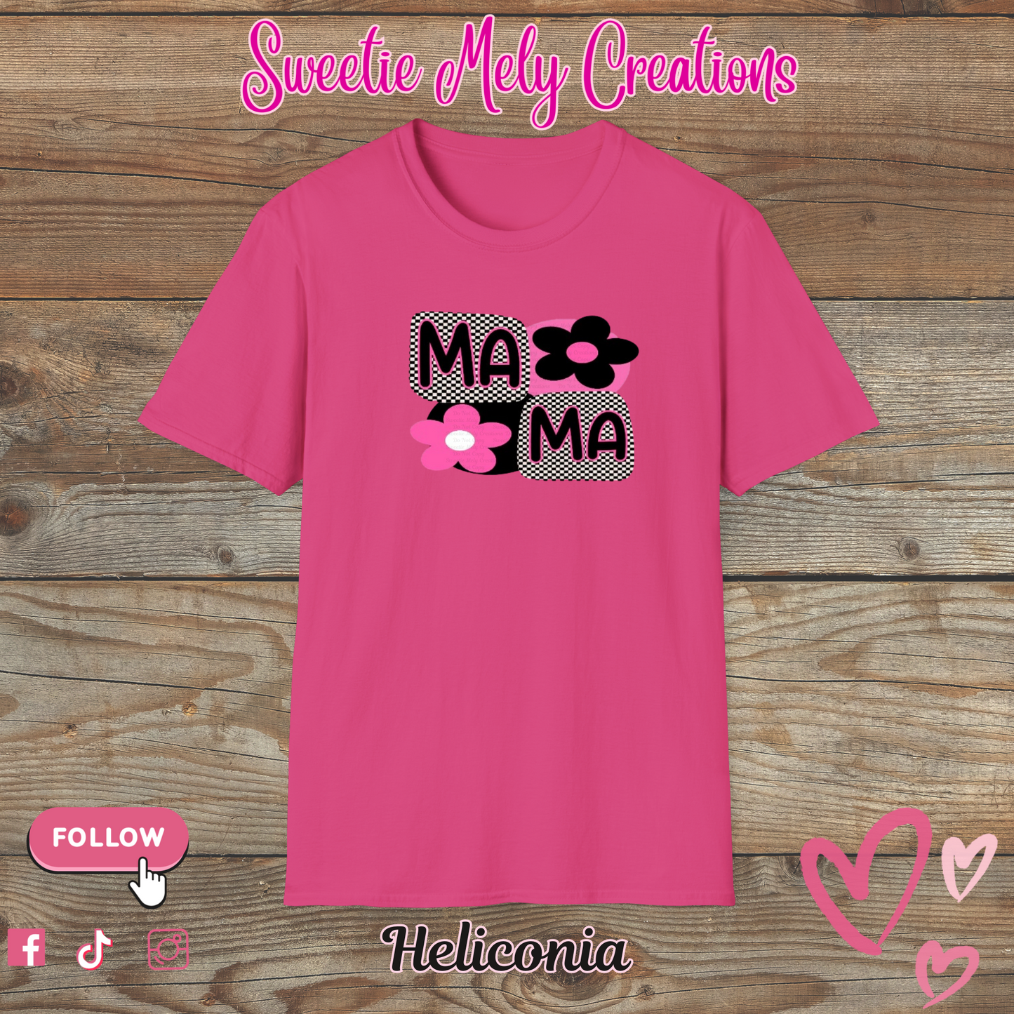 Mama Checkered Pink T shirt