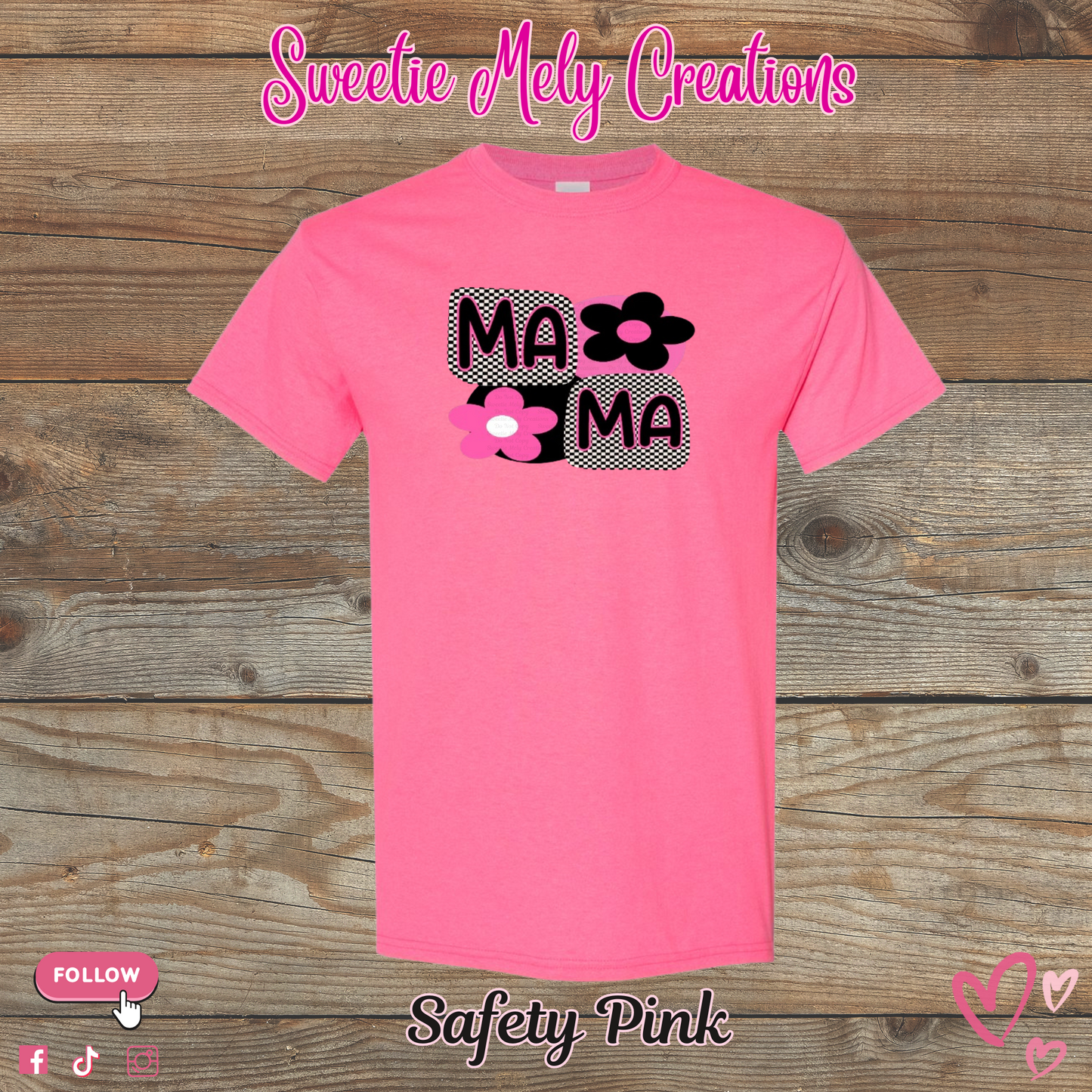 Mama Checkered Pink T shirt