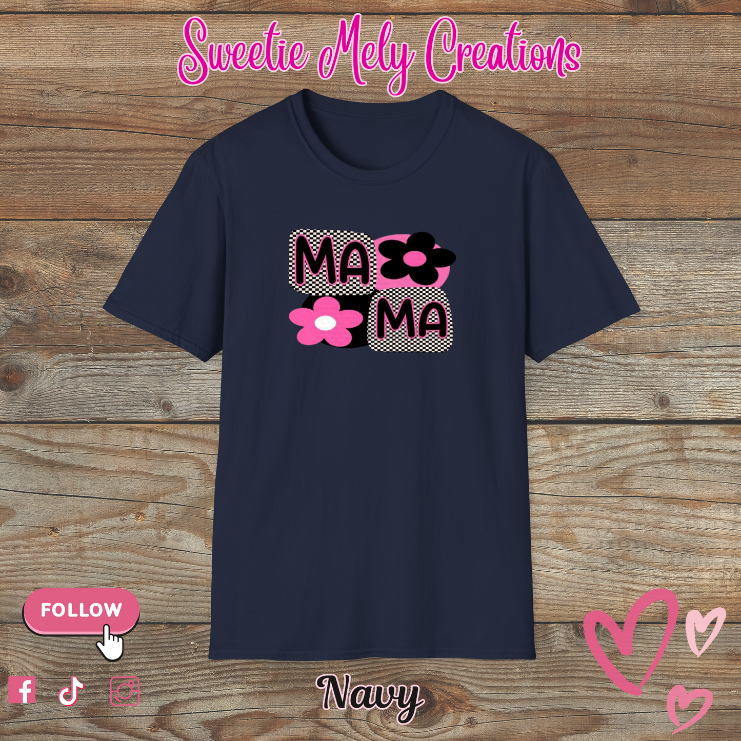 Mama Checkered Pink T shirt