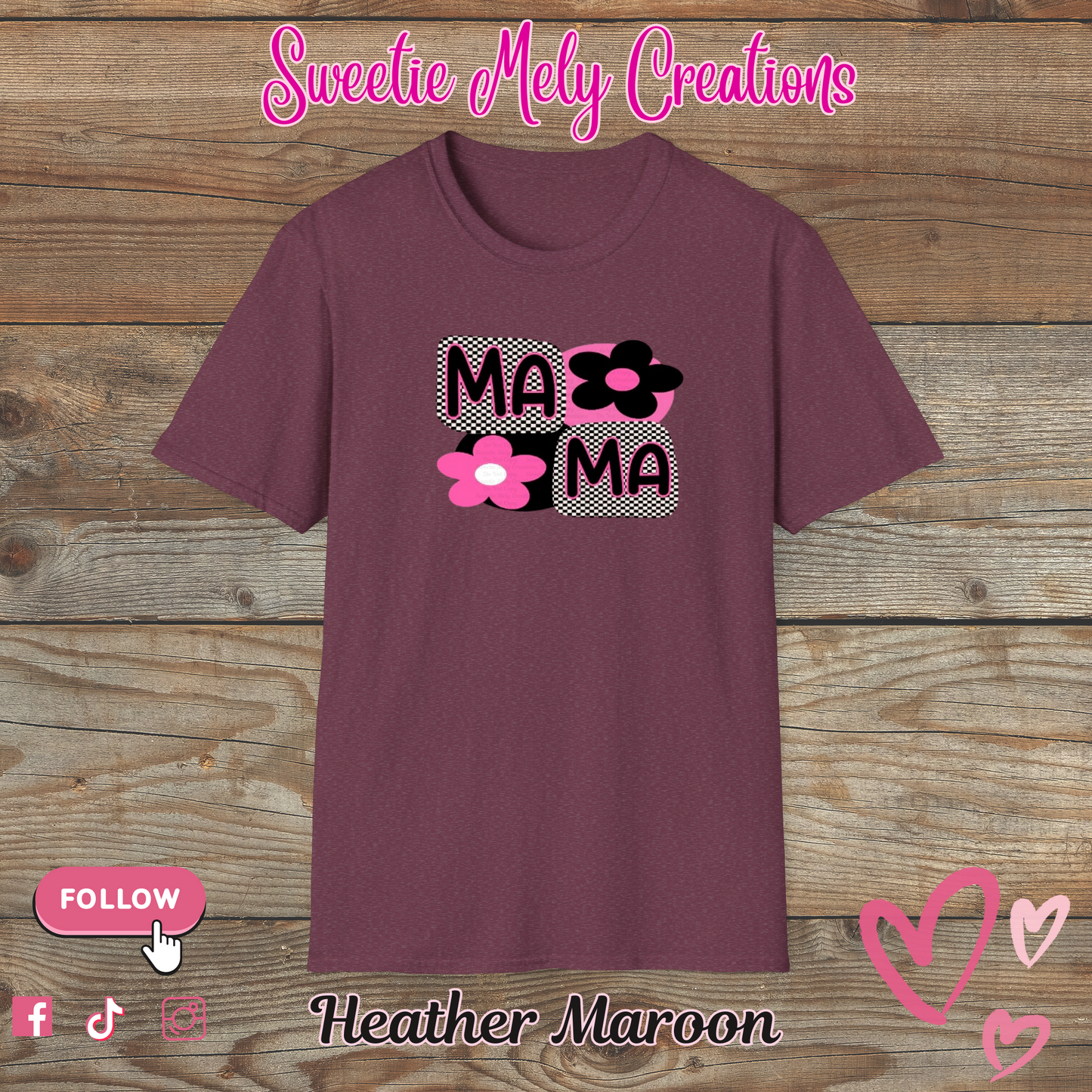 Mama Checkered Pink T shirt