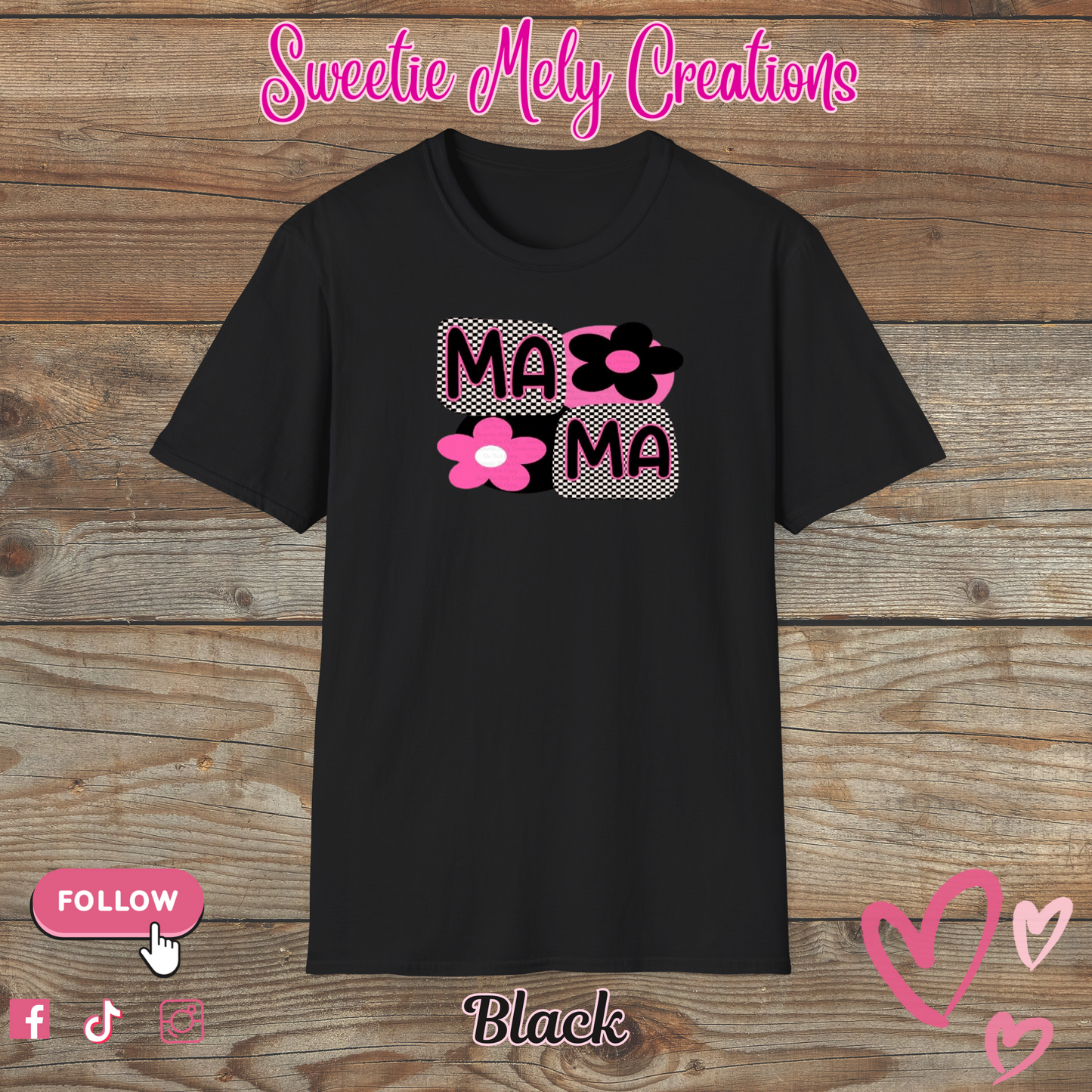 Mama Checkered Pink T shirt